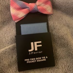 NWT JF Ferrar Pretied Bow Tie and Pocket Square